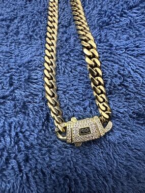monaco Gold Chain Necklace with Pave Pendant